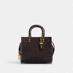 Bolsa Satchel Coach Rogue 20 In Alligator Feminino Bordeaux | OGRNQXI-58