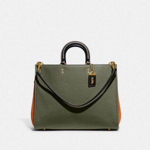 Bolsa Satchel Coach Rogue Bag 39 In Colorblock Feminino Verdes Multicoloridas | VNLDSRW-98