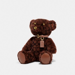 Bolsa de Viagem Coach Bear Collectible In Signature Shearling Feminino Chocolate Marrom | GYOADCE-17