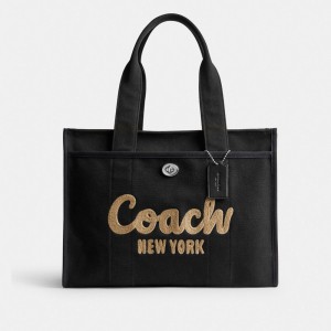 Bolsas Tote Coach Cargo Tote Bag 42 Feminino Prateadas Pretas | ZDULYPV-12