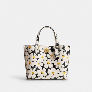 Bolsas Tote Coach Willow Tote Bag 24 With Floral Print Feminino Multicoloridas | ZQTUEGS-46