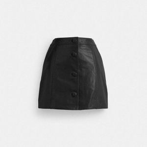 Calças Coach Patent Leather Mini Skirt Feminino Pretas | WDCNKSZ-36