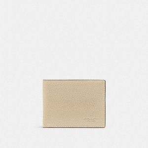 Carteiras Coach Slim Billfold Wallet Masculino Branco | IOQDSEG-73