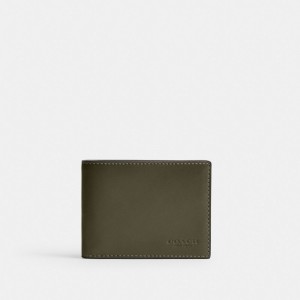 Carteiras Coach Slim Billfold Wallet Masculino Verdes | PBIDLVY-14