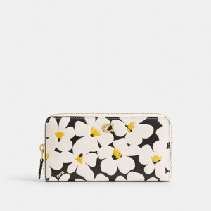 Carteiras Grandes Coach Accordion Zip Wallet With Floral Print Feminino Multicoloridas | ORZLFGQ-71