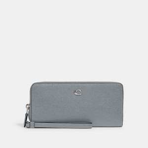 Carteiras Grandes Coach Continental Wallet Feminino Prateadas Cinzentas Azuis | ZPBNJQS-96