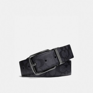 Cintos Coach Harness Buckle Cut To Size Reversible Belt, 38 Mm Masculino Cinzentas Pretas | OEVTHZQ-65