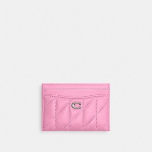 Estojo De Cartão Coach Essential Card Case With Pillow Quilting Feminino Prateadas Rosa | JWTVURC-54