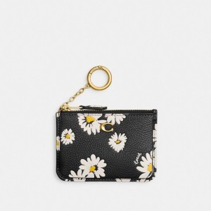 Estojo De Cartão Coach Mini Skinny Id Case With Floral Print Feminino Pretas Multicoloridas | HOZFGJS-80