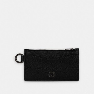 Estojo De Cartão Coach Zip Card Case Feminino Pretas | NCQAIPX-98