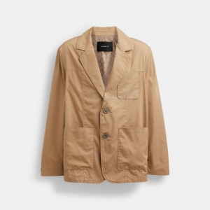 Jaquetas Coach Regenerative Cotton Casual Lightweight Blazer Masculino Caqui | ERMSOWX-97