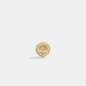 Jóias Coach 14 K Gold Coin Single Stud Earring Feminino Douradas | HYNMKOS-60