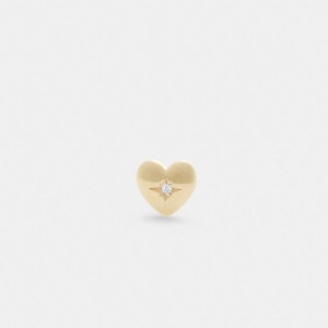 Jóias Coach 14 K Gold Heart Single Stud Earring Feminino Douradas | HBZLKCA-03