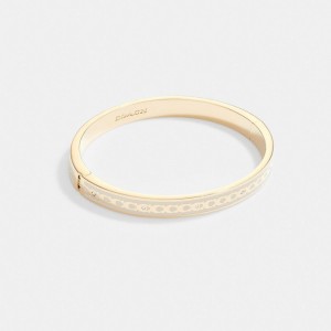 Jóias Coach 6 Mm Signature Enamel Bangle Feminino Douradas | CIPDYVJ-57