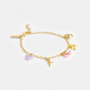 Jóias Coach Cherry And Heart Charm Bracelet Feminino Douradas Multicoloridas | VZJPGHD-27