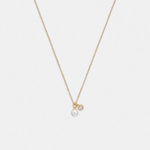 Jóias Coach Classic Pearl Pendant Necklace Feminino Douradas | OGQRASP-48