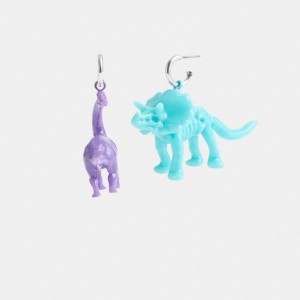 Jóias Coach Dinosaur Mismatch Earrings Feminino Prateadas Multicoloridas | QPBYAGF-82