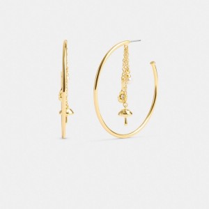 Jóias Coach Garden Charms Hoop Earrings Feminino Douradas | SLFAXMQ-01