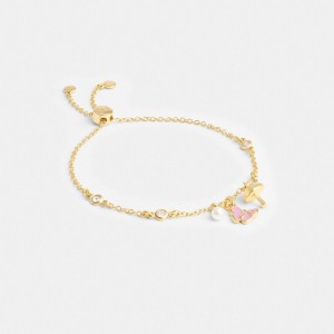 Jóias Coach Garden Charms Slider Bracelet Feminino Douradas Multicoloridas | MLXYKVT-31