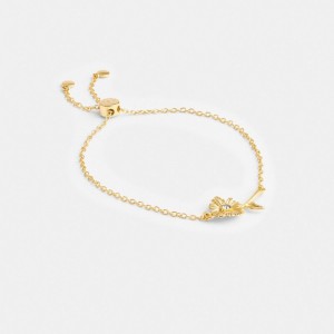 Jóias Coach Garden Flower Slider Bracelet Feminino Douradas | MQOHATZ-71