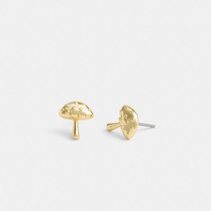 Jóias Coach Garden Mushroom Stud Earrings Feminino Douradas | CNSKXFJ-06