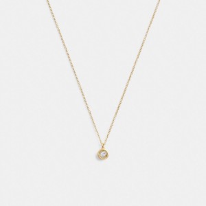 Jóias Coach Halo Round Pendant Necklace Feminino Douradas | YCXLWGD-01