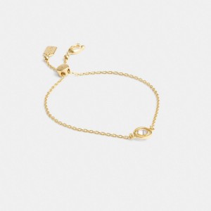 Jóias Coach Halo Round Slider Bracelet Feminino Douradas | NMEOGCU-35