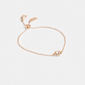 Jóias Coach Halo Tea Rose Slider Bracelet Feminino Rosa Douradas | HCKORVE-63