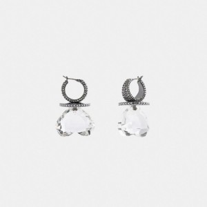 Jóias Coach Heart Gemstone Earrings Feminino Prateadas | SBQVJCG-48