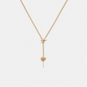 Jóias Coach Heart Lollipop Lariat Necklace Feminino Douradas | MABYWHJ-26