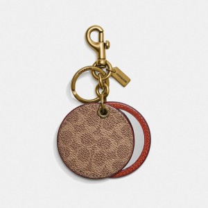 Jóias Coach Mirror Bag Charm In Signature Canvas Feminino Marrom Vermelhas | UJLTWZE-01