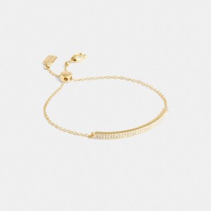 Jóias Coach Pave Bar Slider Bracelet Feminino Douradas | GAWKCOX-49