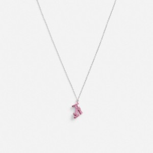 Jóias Coach Stiletto Pendant Necklace Feminino Prateadas Rosa | DEYZRXO-79