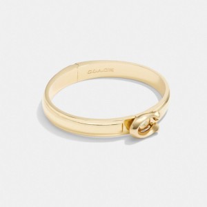 Jóias Coach Tabby Hinged Bangle Feminino Douradas | KTCOSJY-97