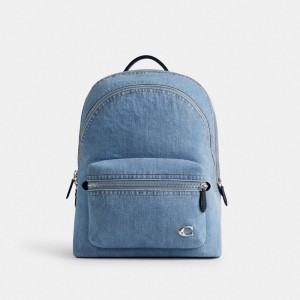 Mochilas Coach Charter Backpack Masculino Azuis Azul Anil Azuis | JFQETKO-29