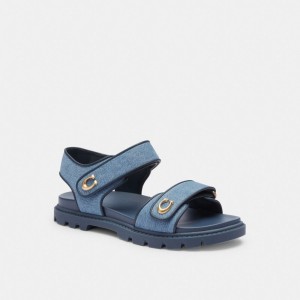 Sandálias Coach Brynn Sandal Feminino Azul Anil Azuis | KPGXAJD-45