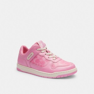 Sapatilhas Coach C201 Low Top Sneaker In Signature Canvas Feminino Rosa | RLNKIFY-07