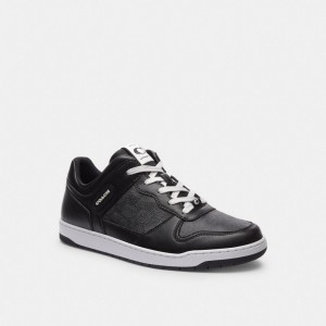 Sapatilhas Coach C201 Sneaker In Signature Canvas Masculino Pretas | QZCXMFV-76