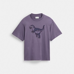 Tops Coach Rexy T Shirt In Organic Cotton Masculino Roxo | BVNUSHQ-28