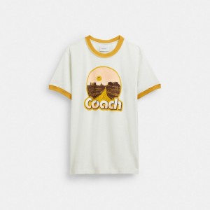 Tops Coach Roadside Ringer T Shirt Masculino Branco | MPJZFQX-62