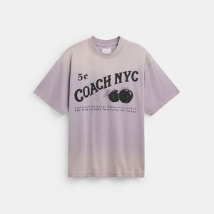 Tops Coach Signature Apple T Shirt Masculino Roxo | RIMUOPT-27