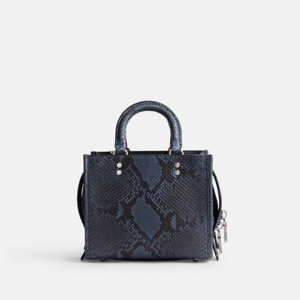 Bolsa Satchel Coach Rogue 20 In Python Feminino Prateadas Azuis Escuro | NATSJYV-72