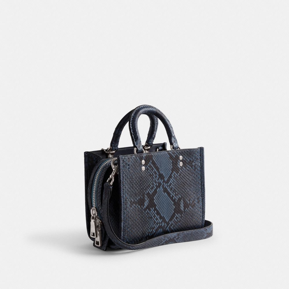 Bolsa Satchel Coach Rogue 20 In Python Feminino Prateadas Azuis Escuro | NATSJYV-72