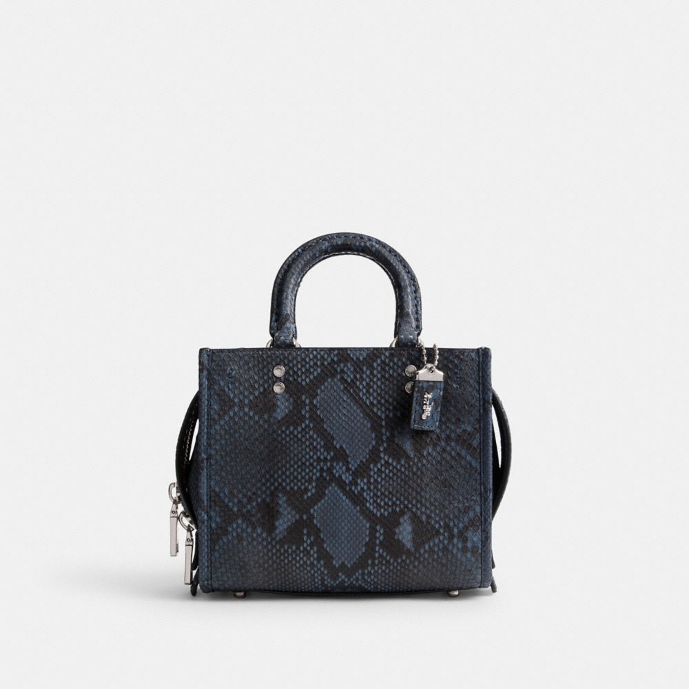 Bolsa Satchel Coach Rogue 20 In Python Feminino Prateadas Azuis Escuro | NATSJYV-72