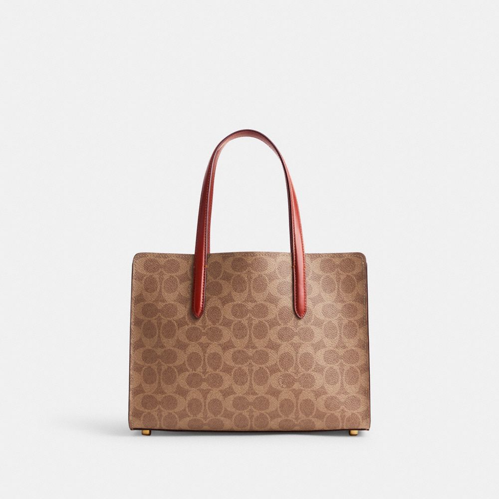 Bolsa de Mão Coach Carter Carryall Bag 28 In Signature Canvas Feminino Marrom Vermelhas | TPAOSXG-71