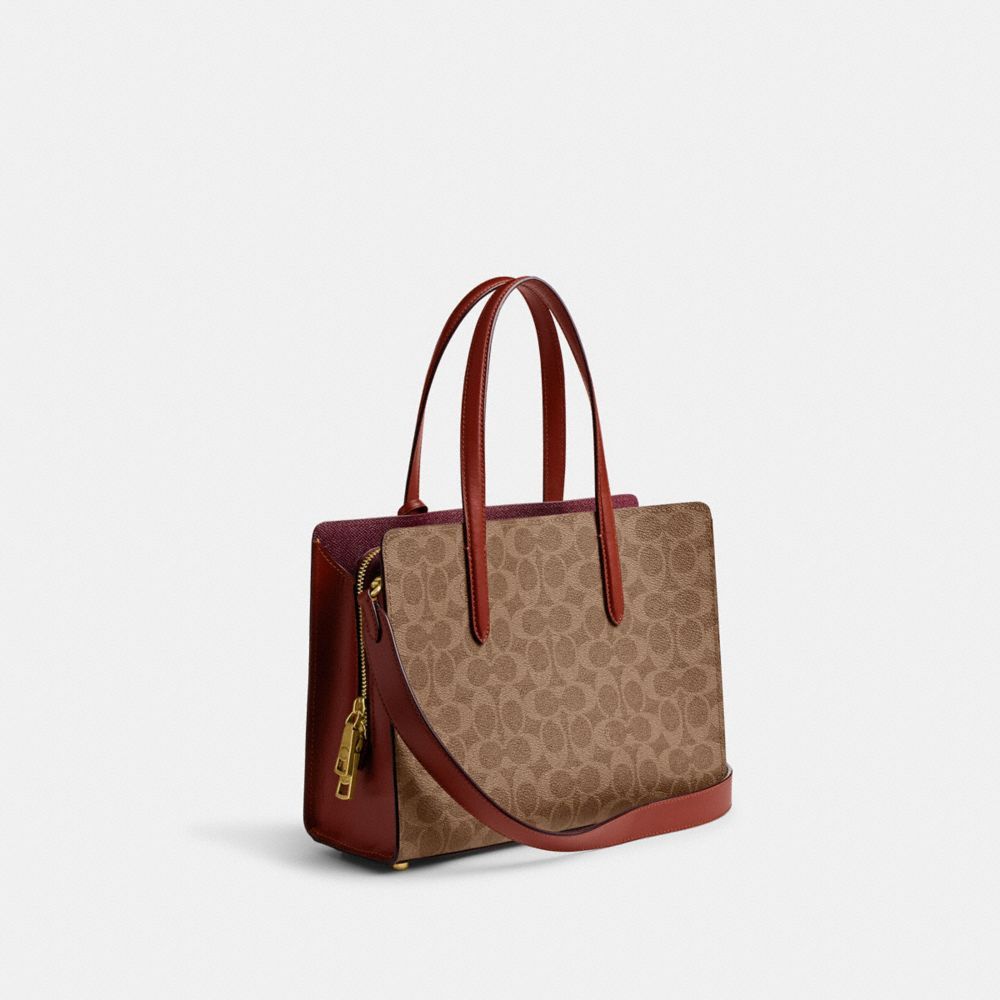 Bolsa de Mão Coach Carter Carryall Bag 28 In Signature Canvas Feminino Marrom Vermelhas | TPAOSXG-71