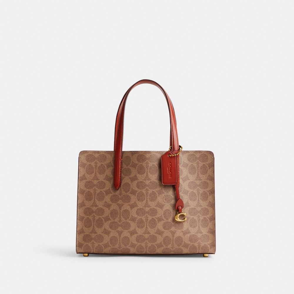 Bolsa de Mão Coach Carter Carryall Bag 28 In Signature Canvas Feminino Marrom Vermelhas | TPAOSXG-71