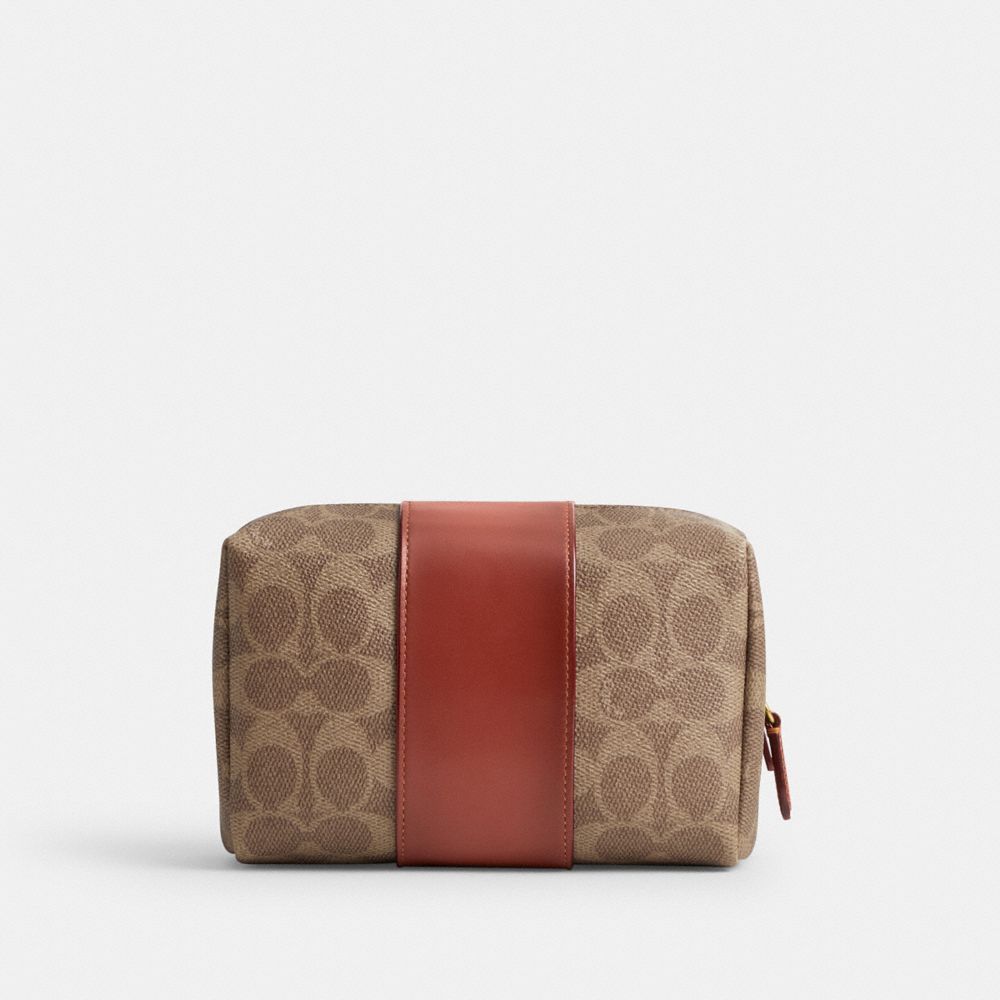 Bolsa de Viagem Coach Essential Cosmetic Pouch In Signature Canvas Feminino Marrom Vermelhas | MDVZUYT-05