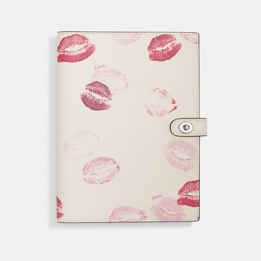 Bolsa de Viagem Coach Notebook With Lip Print Feminino Prateadas Multicoloridas | BLQAOMP-26