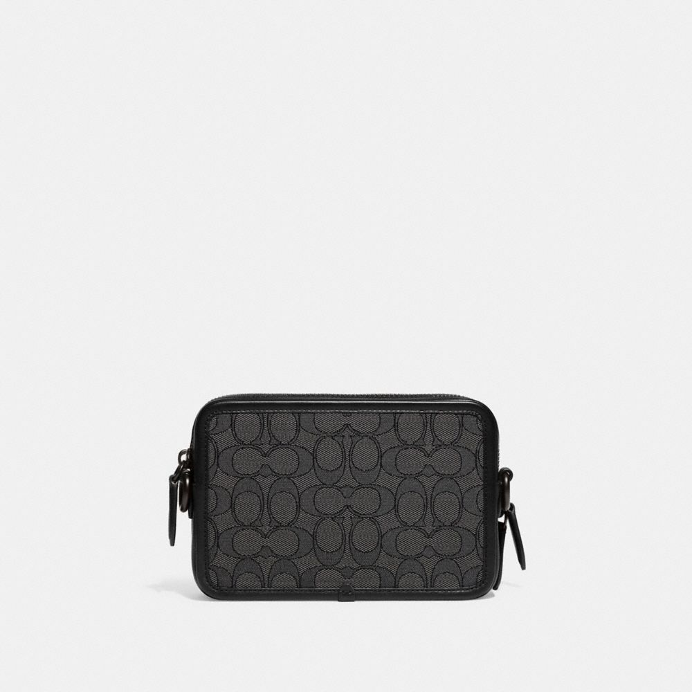 Bolsas Crossbody Coach Charter Crossbody In Signature Jacquard Masculino Cinzentas Pretas | IMDOFQZ-02